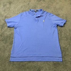 Ralph Lauren Polo Shirt Mens Size X-Large Blue Yellow Casual Cotton Rugby Pony